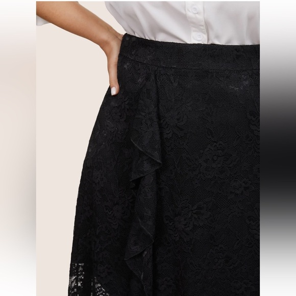 BloomChic Plus Size 4XL Guipure Lace Elastic Waist Asymmetrical Ruffles Skirt - Picture 3 of 6